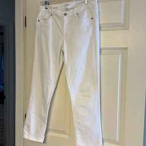 LOFT White Cropped Ankle Jeans Relaxed Fit